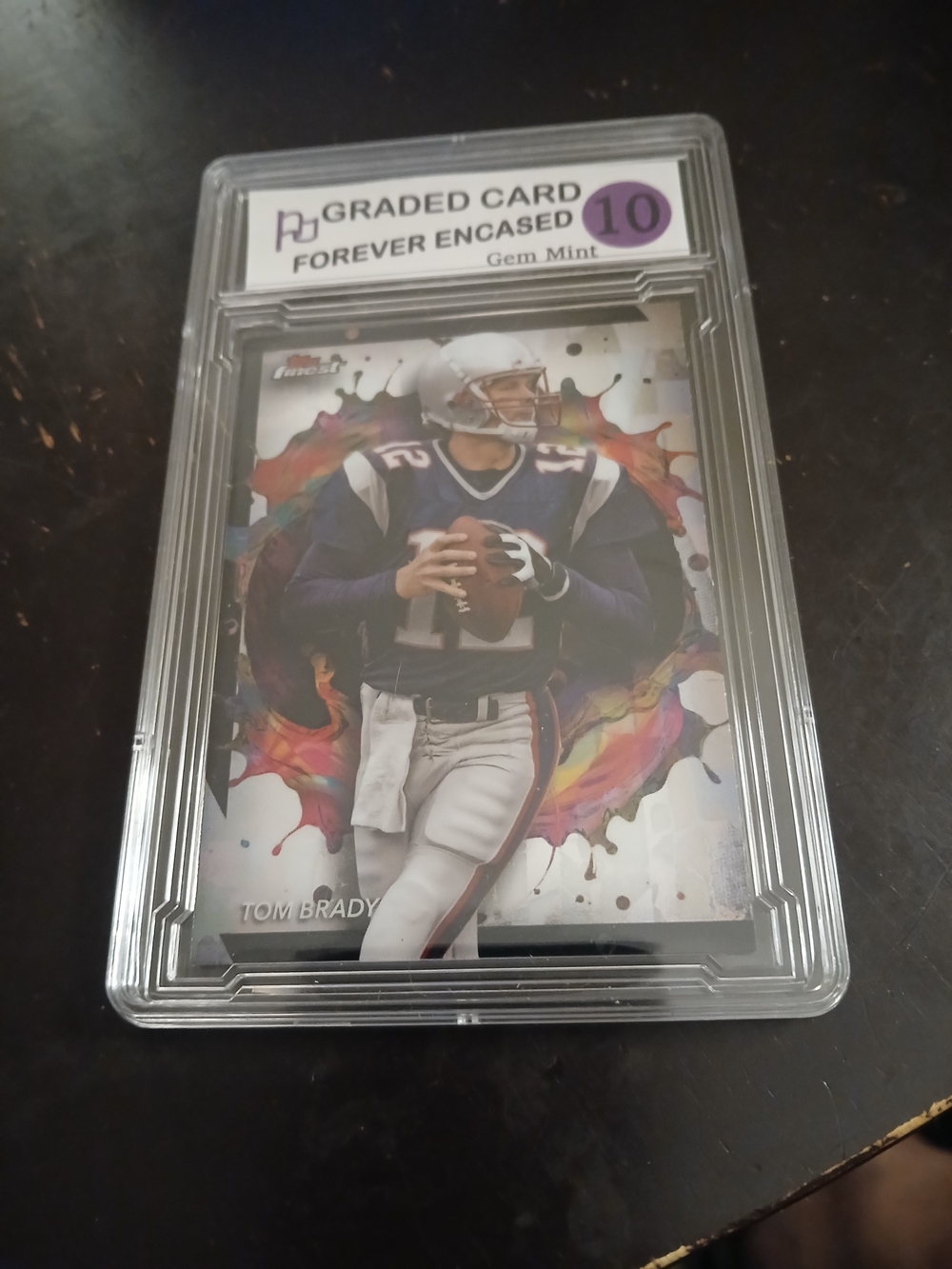 Tom Brady Finest Rare Football Card in Clear Protective Case - Black/White